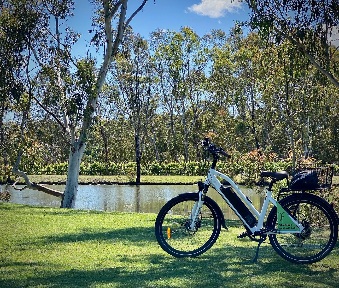 ebike parked near a lake