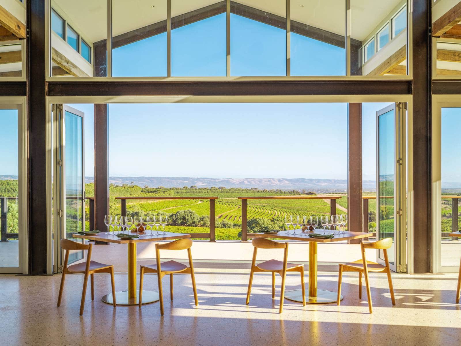 Looking out from the interior of the Wonder Room, Dandelion Vineyards, McLaren Vale