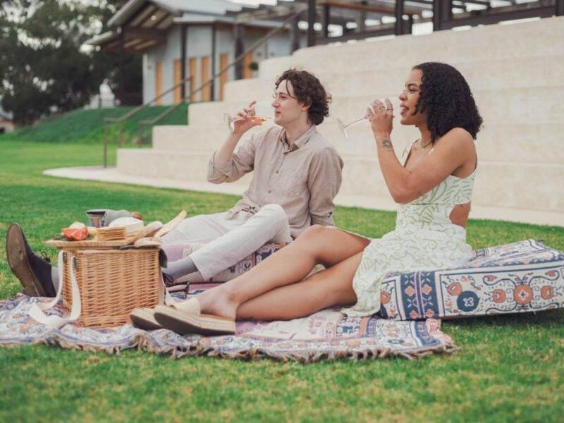 2 Young Adults enjoying a picnic on the lawn