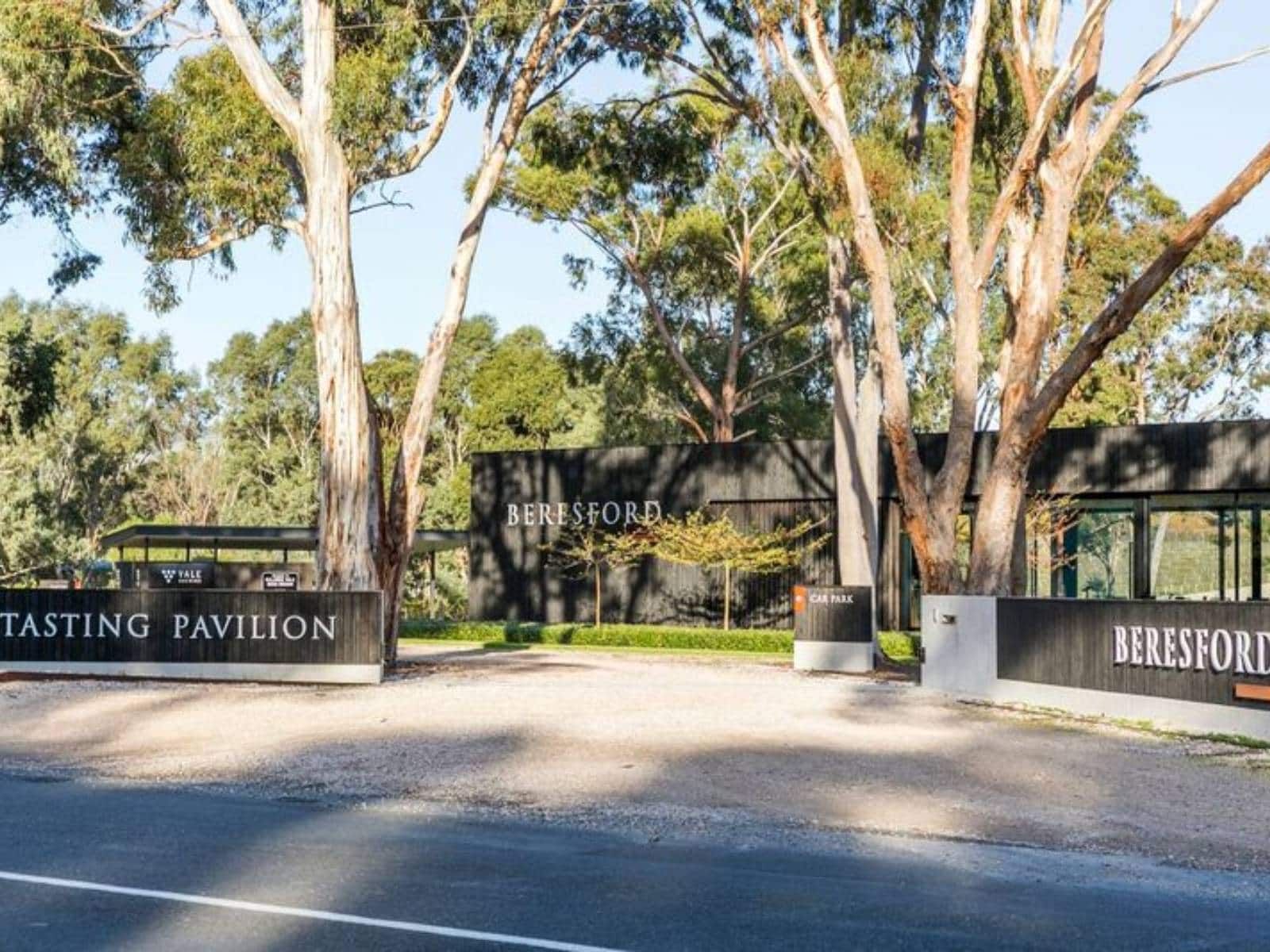 Beresford Tasting Pavilion surrounded by gum trees