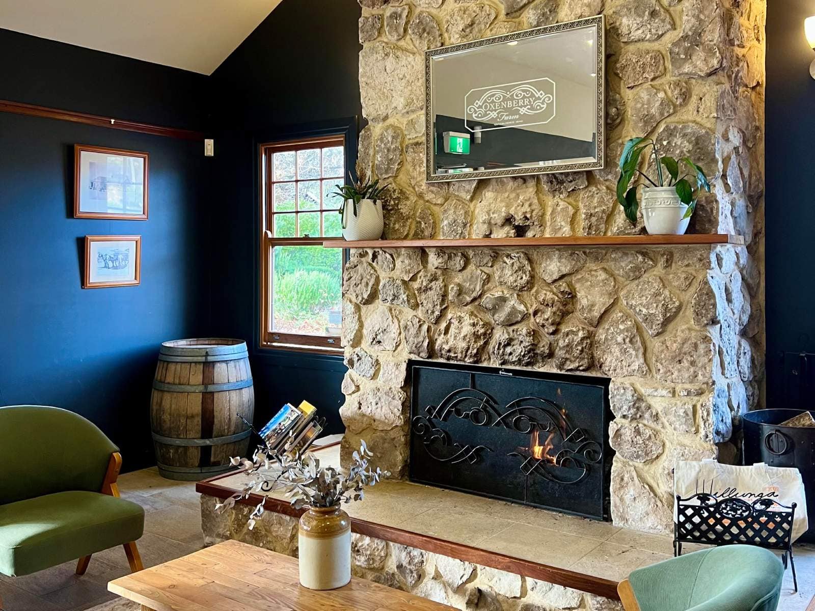 Oxenberry Farm stone fireplace